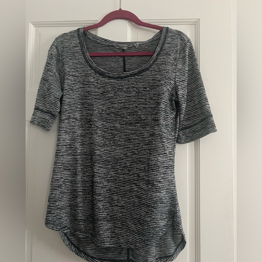 Athleta Breezy Navy/White Striped Tee Medium